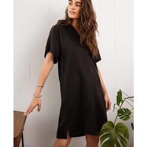 Ann Taylor Collared Popover Shift Dress Womens Size M Black Lightweight